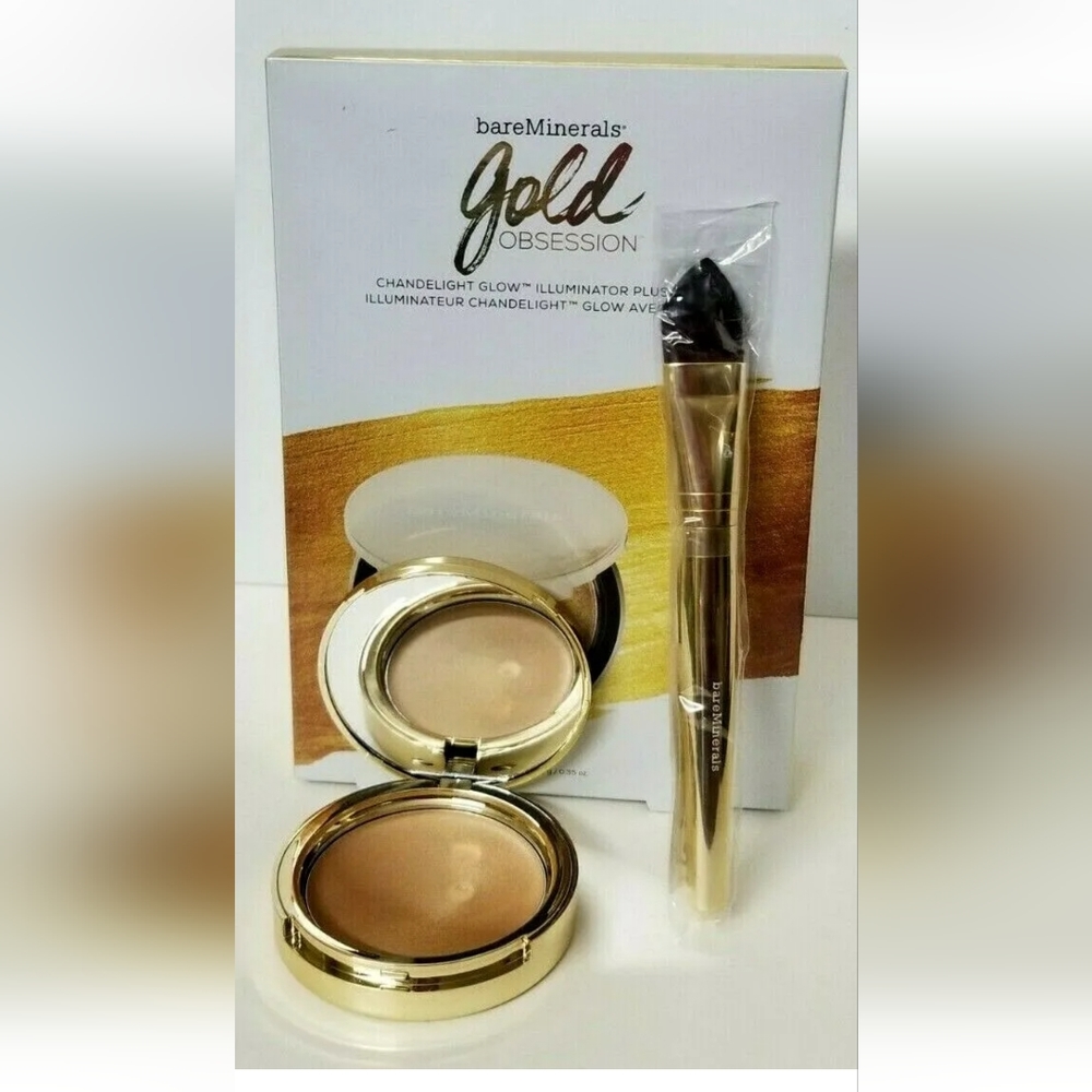 bareMinerals Chandelight Glow Illuminator GOLD OBSESSION + Limited Edition Brush